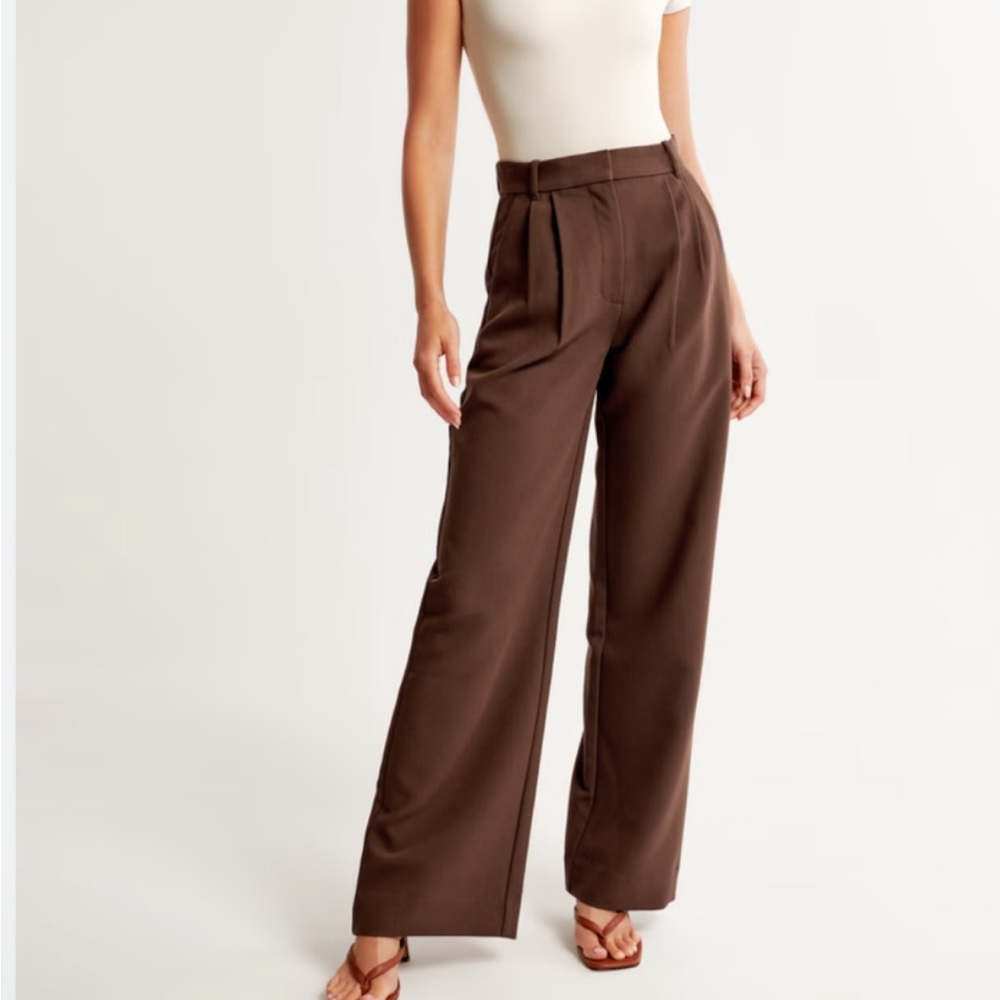 Abercrombie & Fitch Brown High-Waist Wide-Leg Trousers